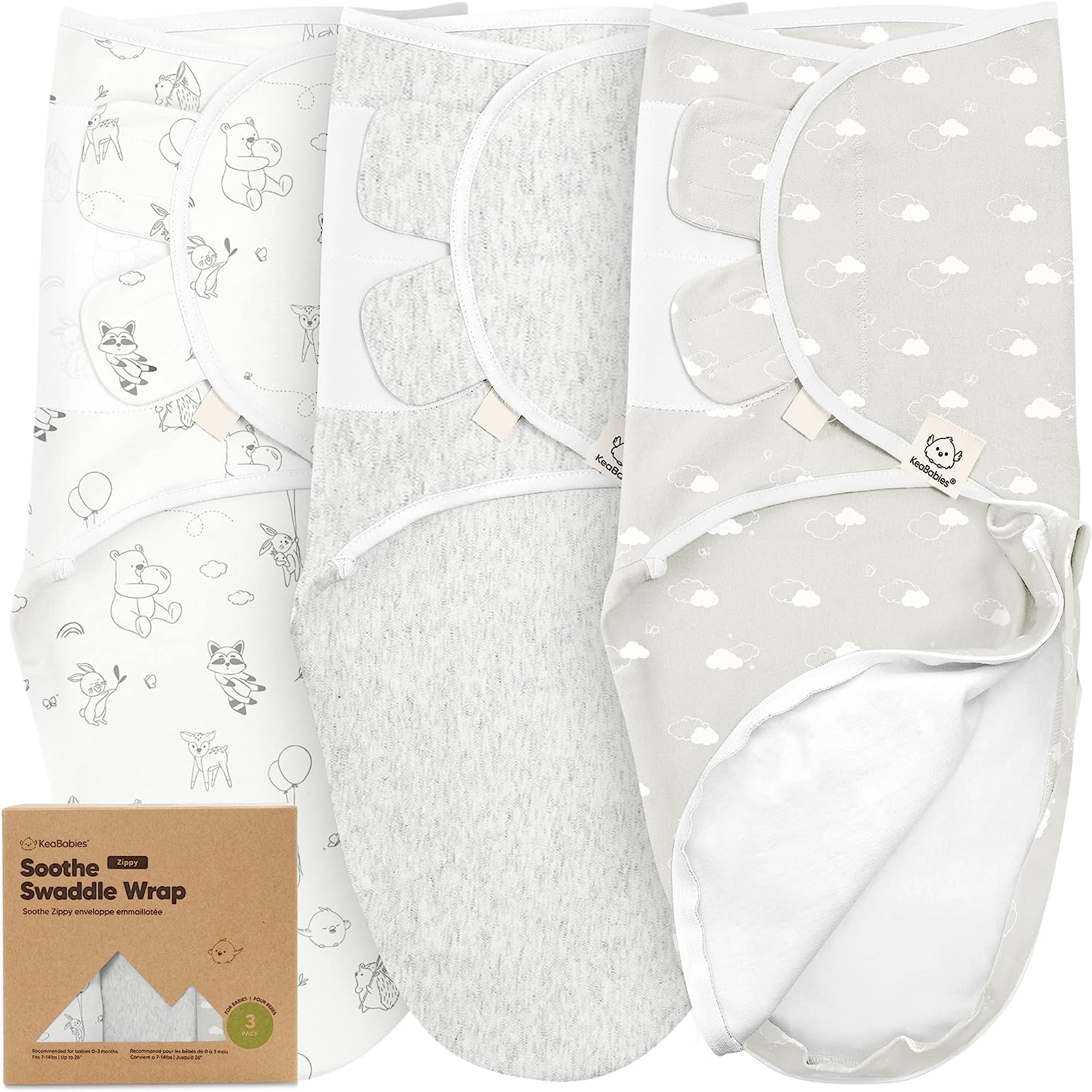 230816024337154_1 3-Pack Baby Swaddle Sleep Sacks with Zipper - Newborn Swaddle Sack, Baby Swaddles Sleep Sack 0-3 Months, Wearable Blanket Baby, Baby Swaddle Blanket Wrap, Swaddle Sack, Easy Change Swaddle (Aspire) - Image 1